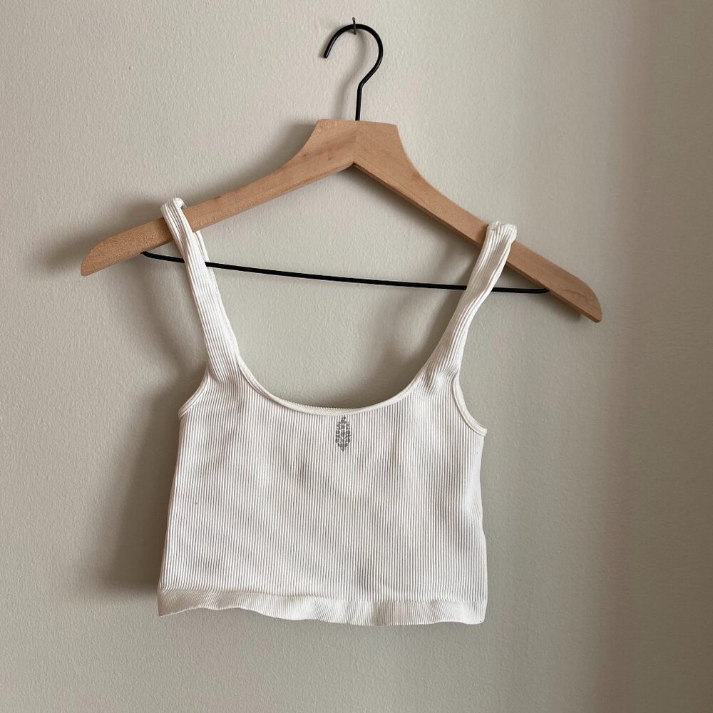 FP Movement Good Karma Square Neck Tank Top Sports Bra | Size M/L | White